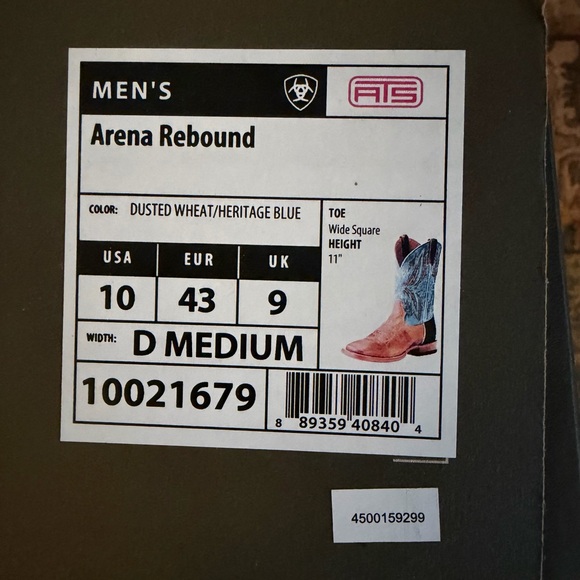 ARIAT MEN'S ARENA REBOUND WESTERN BOOTS SIZE 10 D-MED - Picture 7 of 8